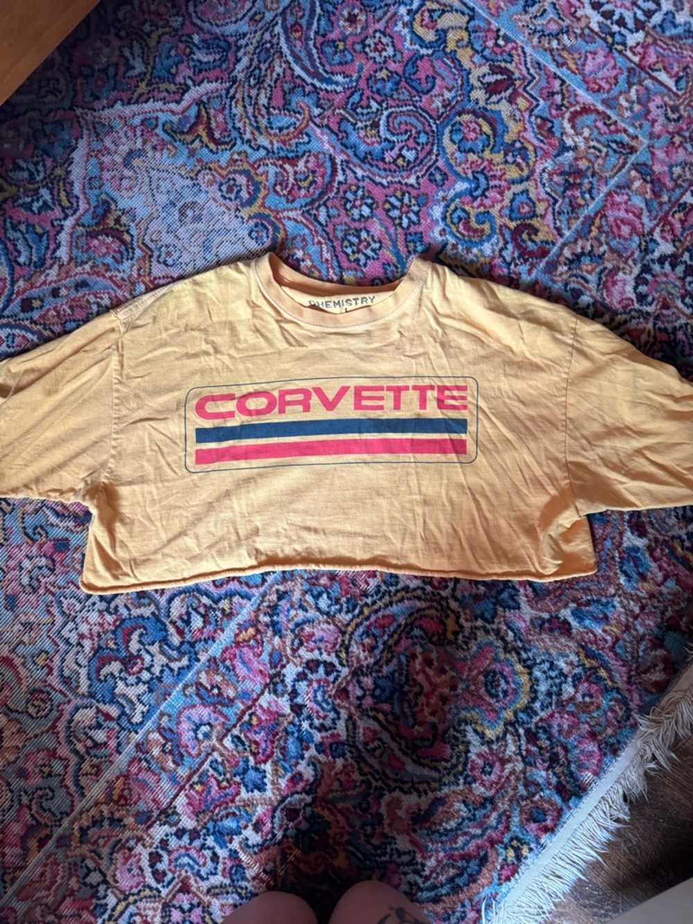 Vintage Yellow Corvette Cropped Tee